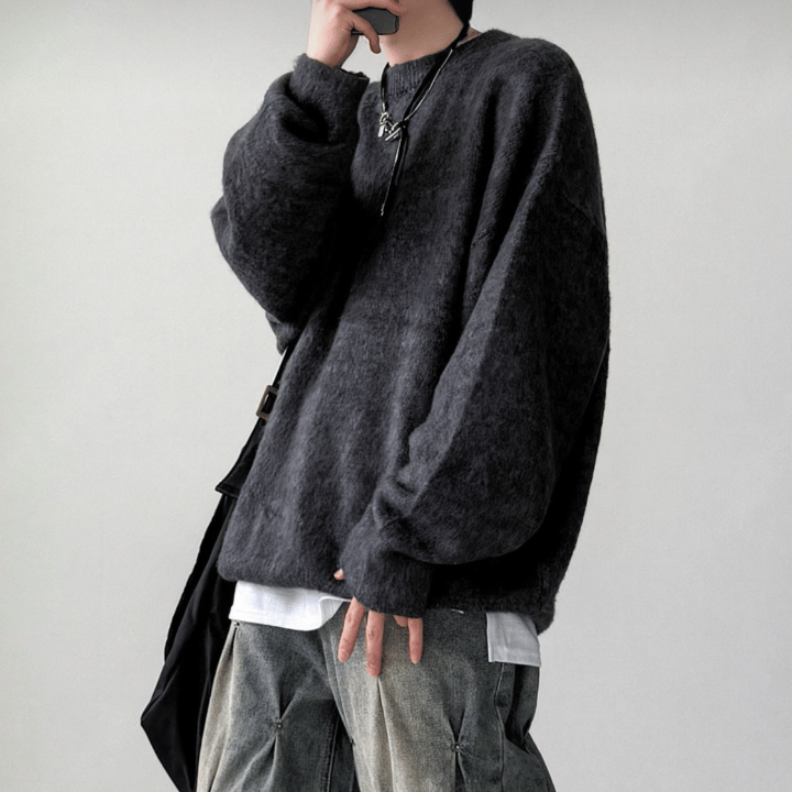 B21 Mohair knitted sweater (Navy blue, Dark gray)