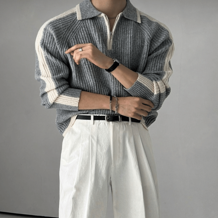B22 contrasting wool sweater (3 colors)