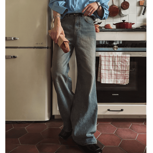 J24 復古喇叭丹寧褲 (深藍 dark blue 黑 black)