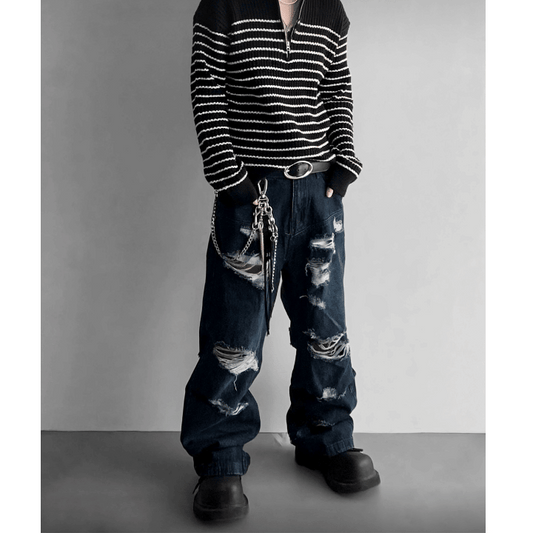 J35 大抓破丹寧長褲