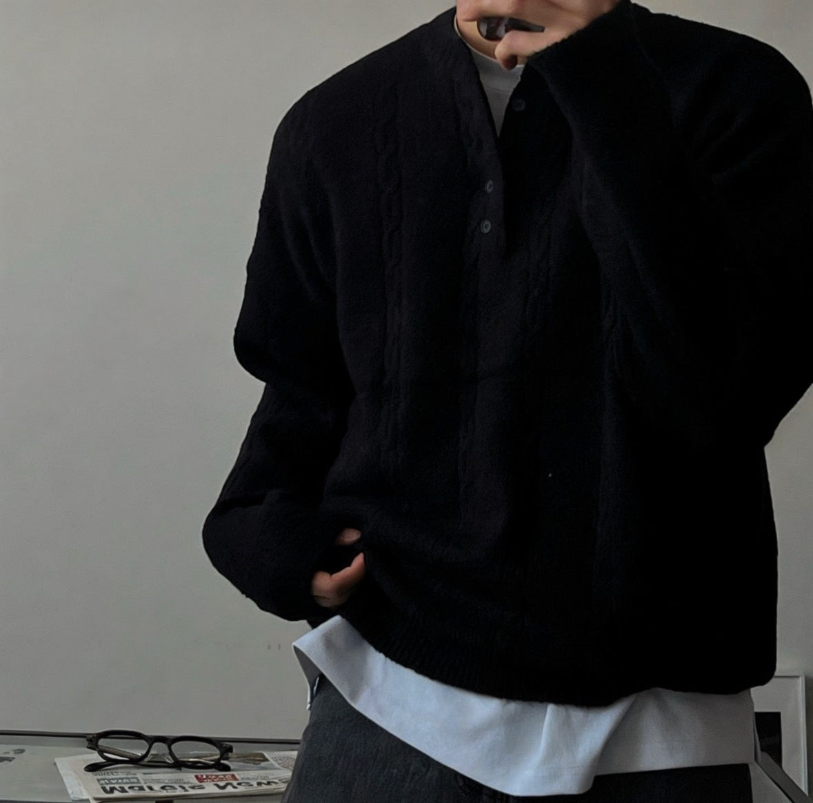 B7 British style heavyweight cable knit sweater (3 colors)
