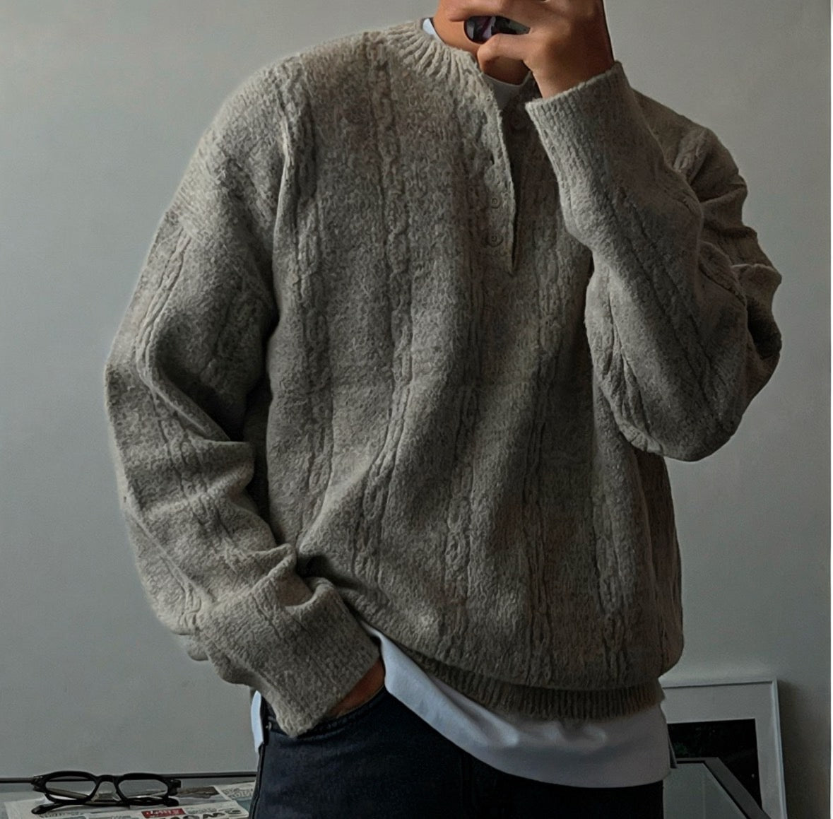 B7 British style heavyweight cable knit sweater (3 colors)