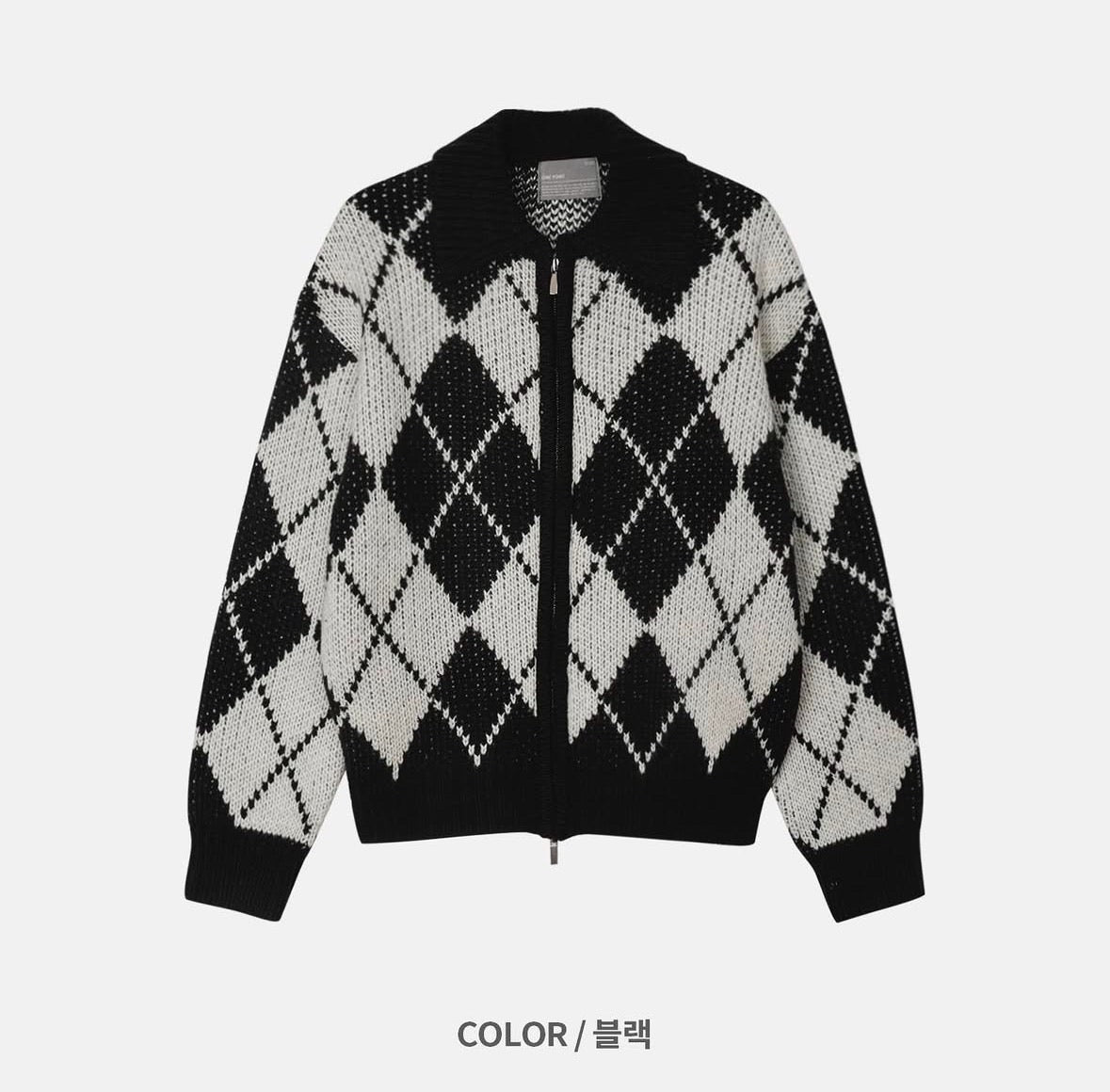 A8 Diamond Check Wool Sweater (Black and Brown)