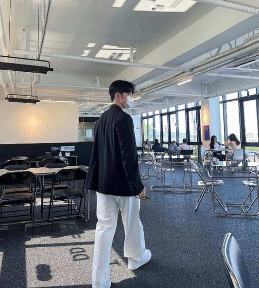 J5 韓系百搭落地長褲 (黑black 白white)