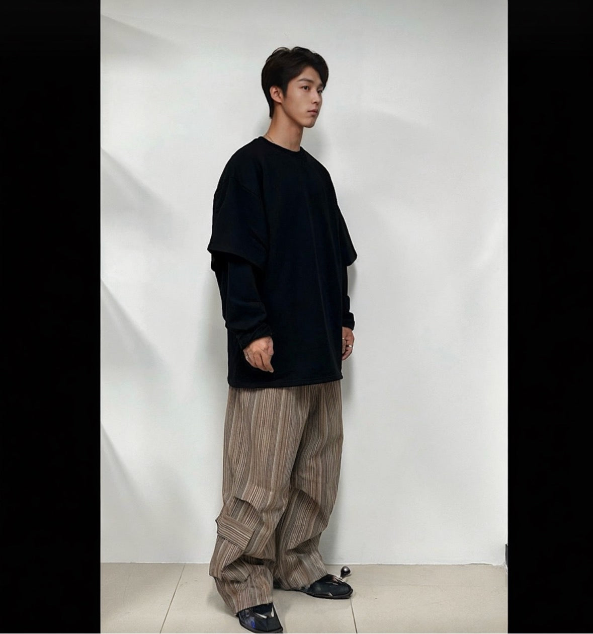 B4 Fake two-piece stitching long-sleeved T-shirt (3 colors)