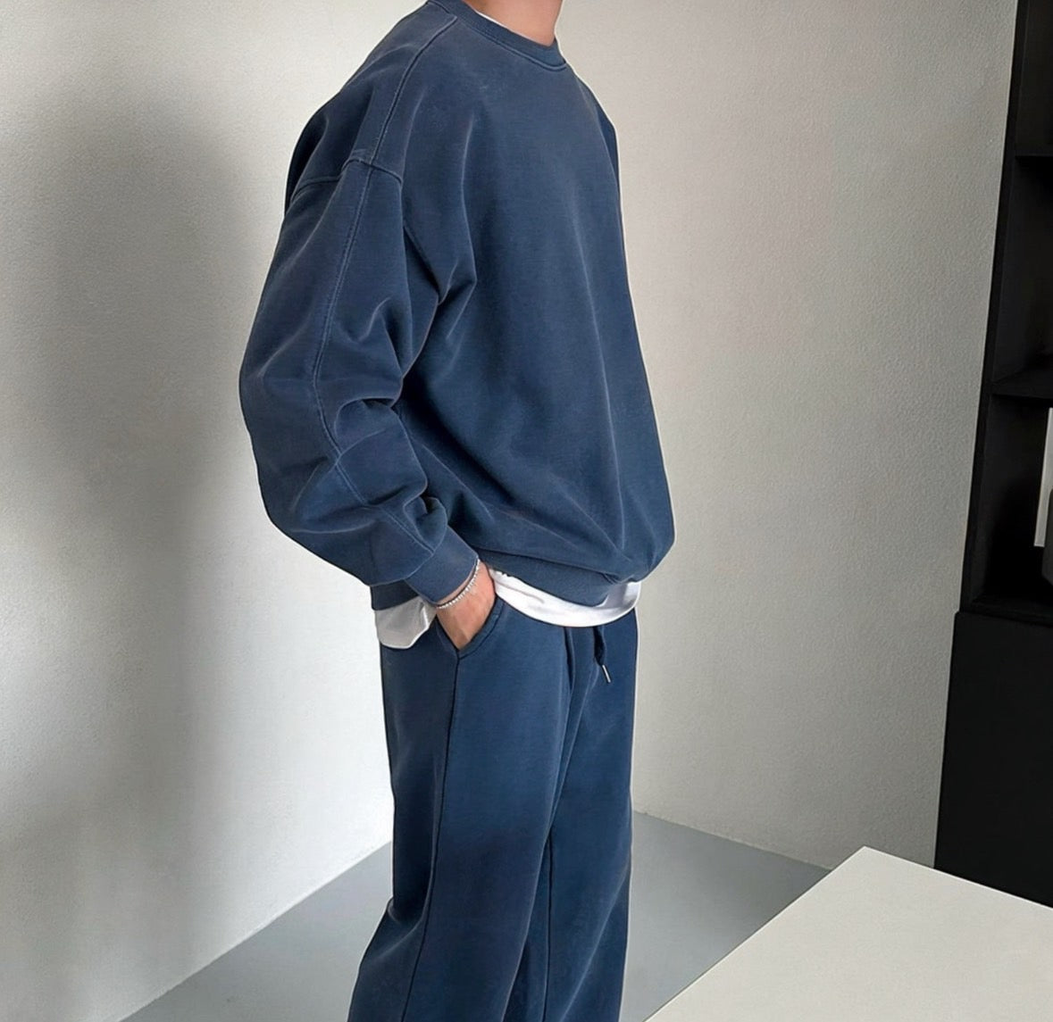 B3 Retro Washed University T (dark gray dark blue)