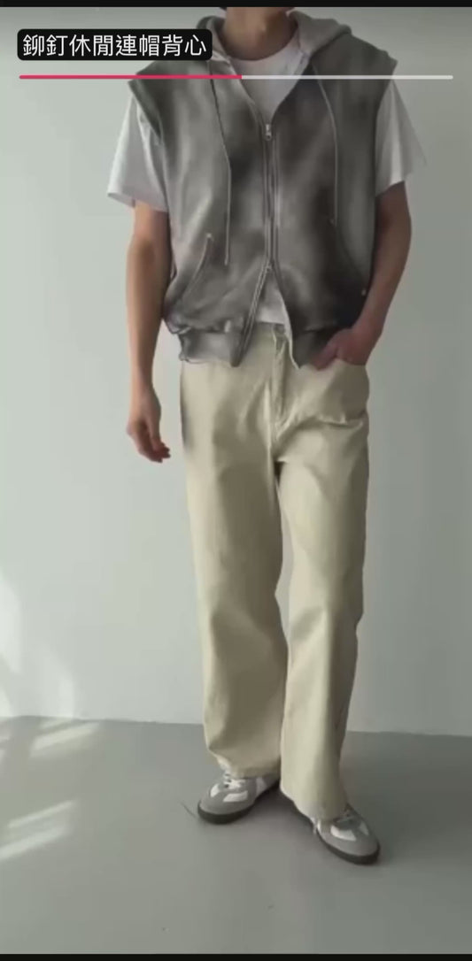 A50 鉚釘休閒連帽背心 (3色 three colors)