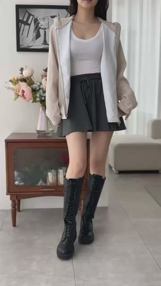 A58 CP拼接燈芯絨連帽外套 (3色 three colors)