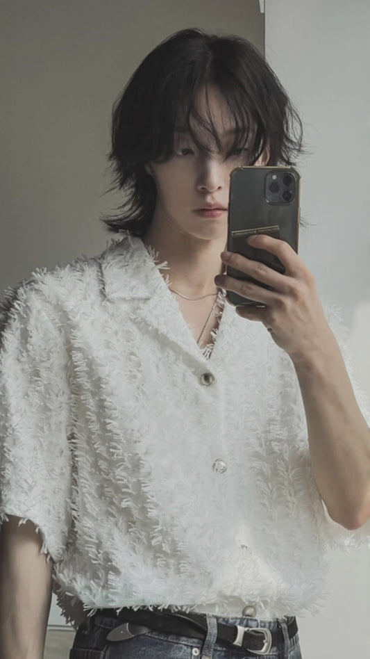 A72 柔光羽紗短袖外套 (白 黑)