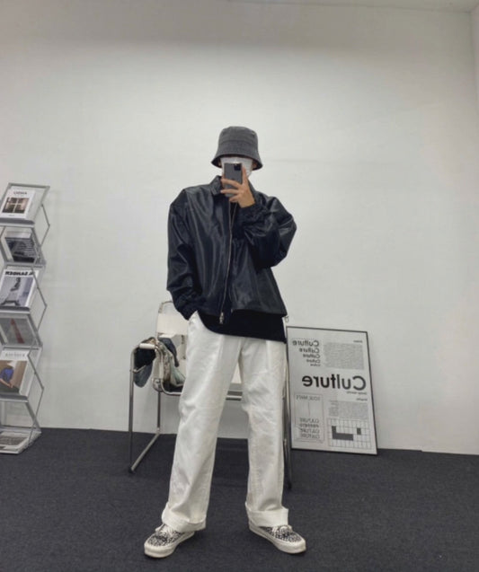 J5 韓系百搭落地長褲 (黑black 白white)