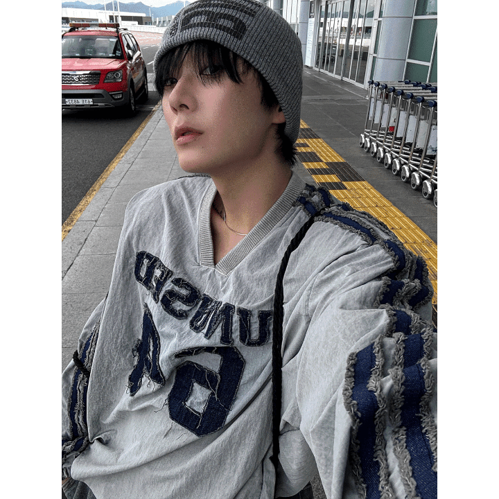 B168 做舊染色V領風衣式上衣