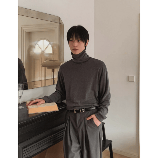 B151 彈力高領落肩上衣 (3色)