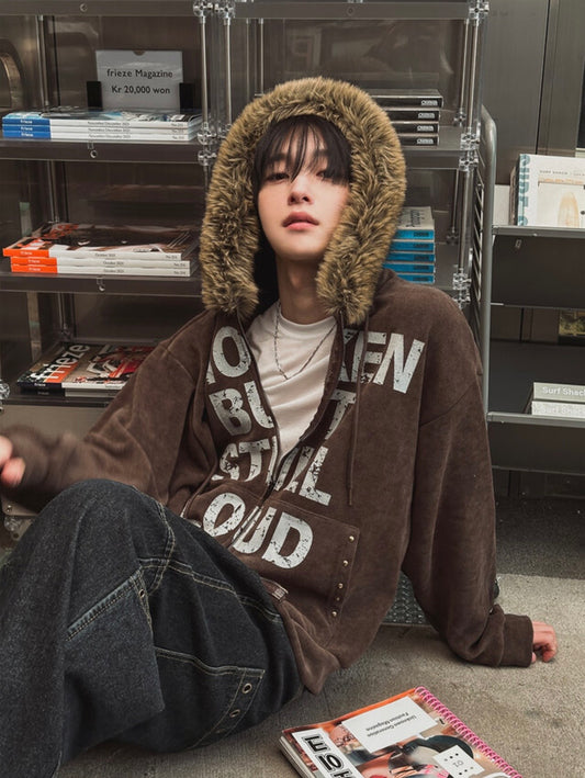 A138 燈芯絨鉚釘短版連帽外套 (3色)