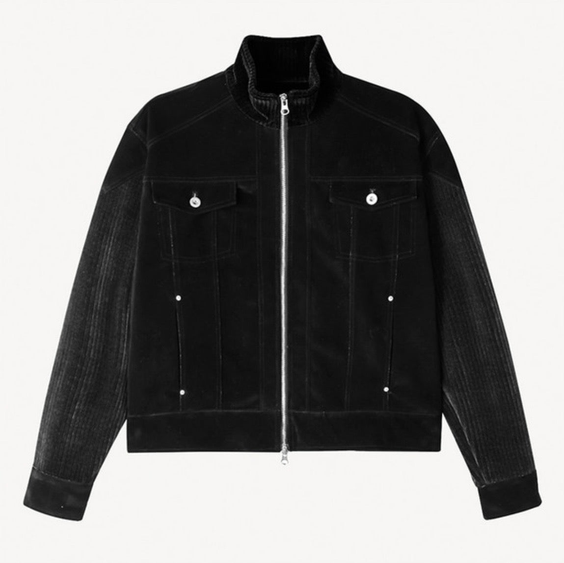 A155 絲絨工裝夾克 (黑 藍)