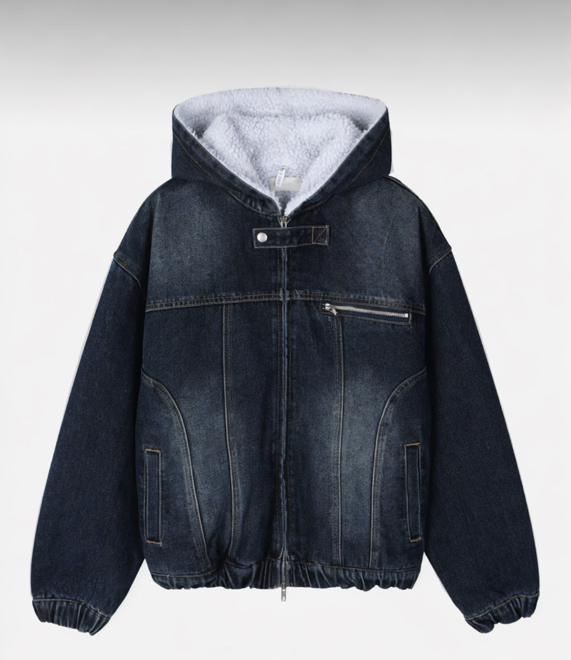 A1 lambswool hooded denim jacket