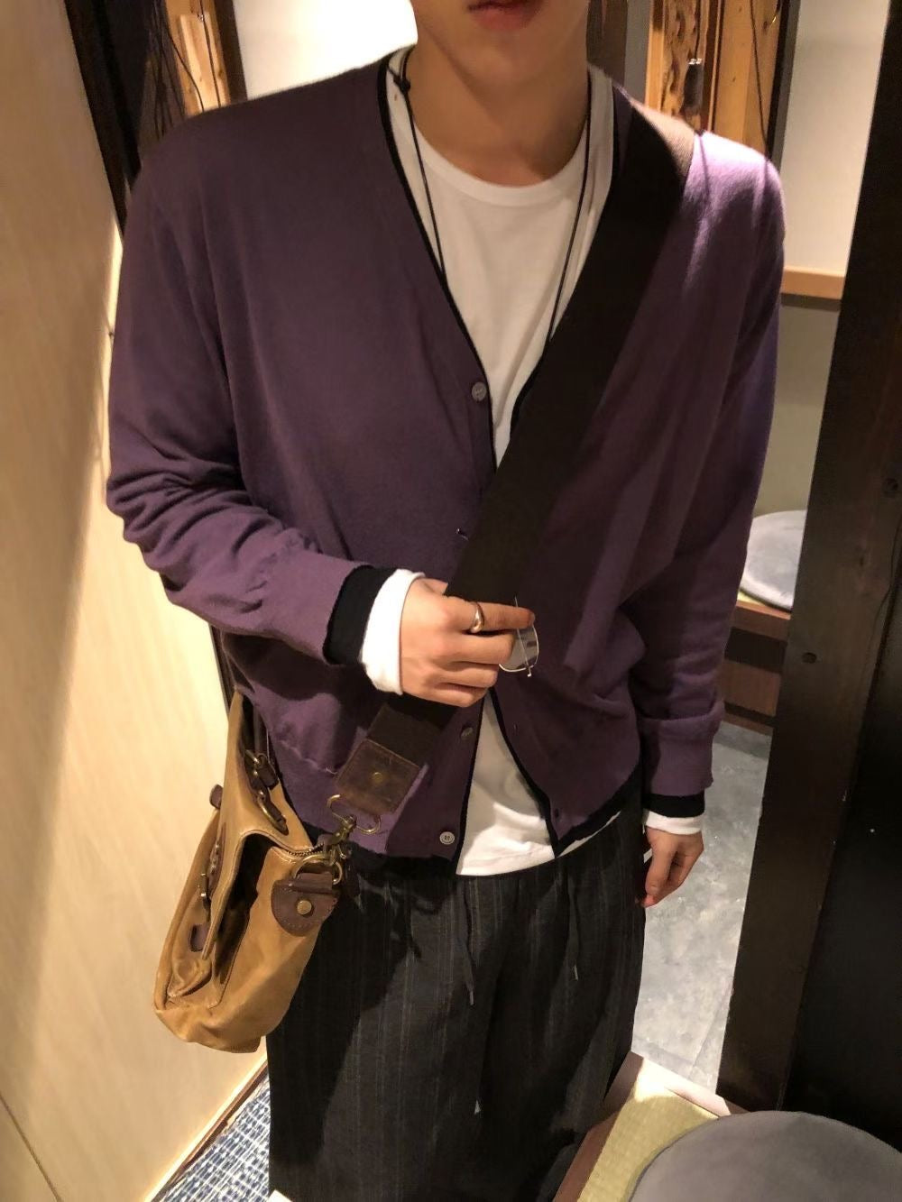 A162 撞色滾邊層疊開衫 (4色)