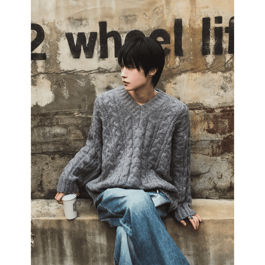 B152 羊毛麻花針織毛衣 (2色)