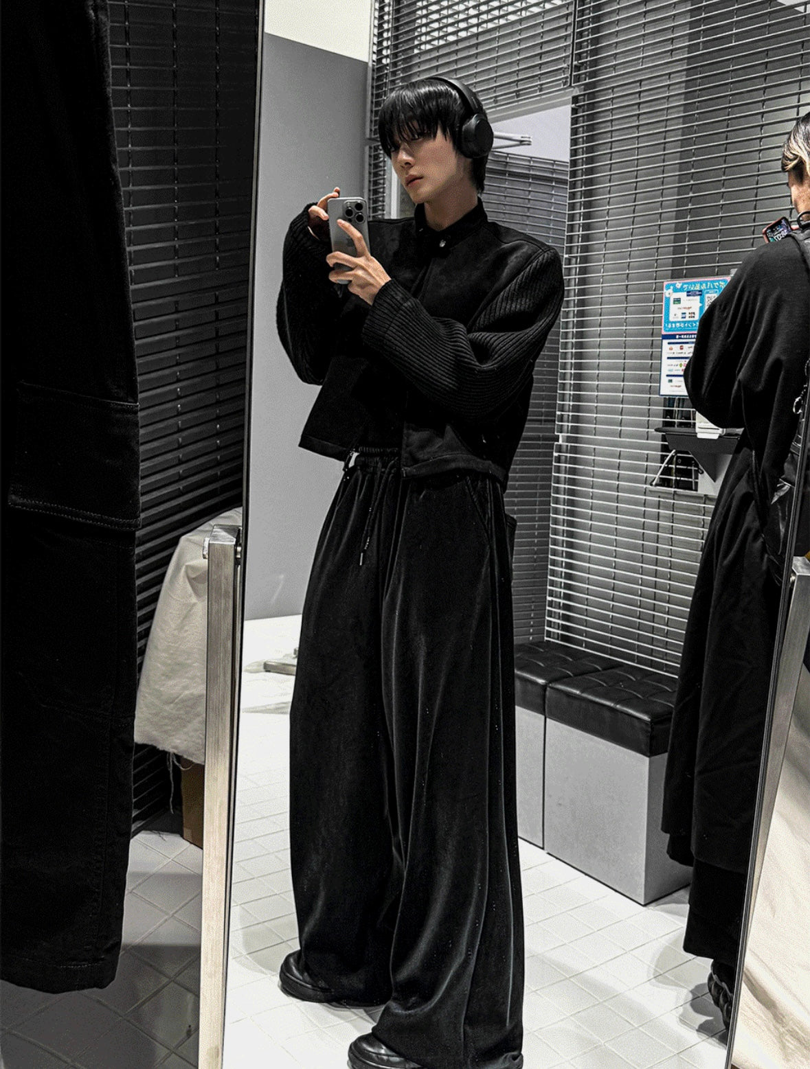 J79 韓版絨光垂墜寬褲