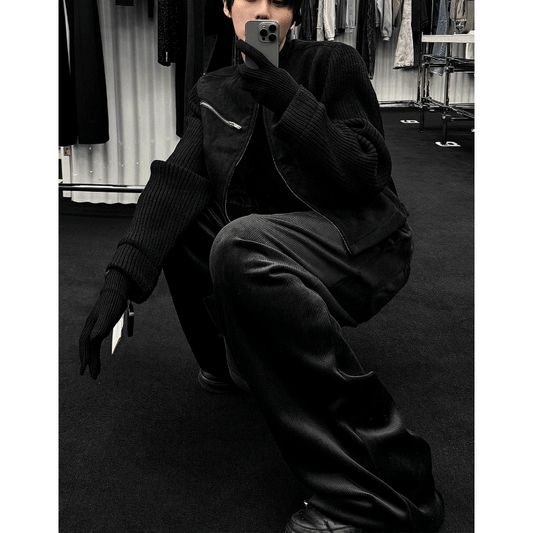 J79 韓版絨光垂墜寬褲