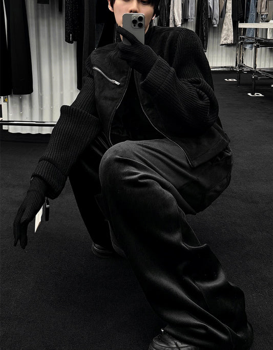 J79 韓版絨光垂墜寬褲