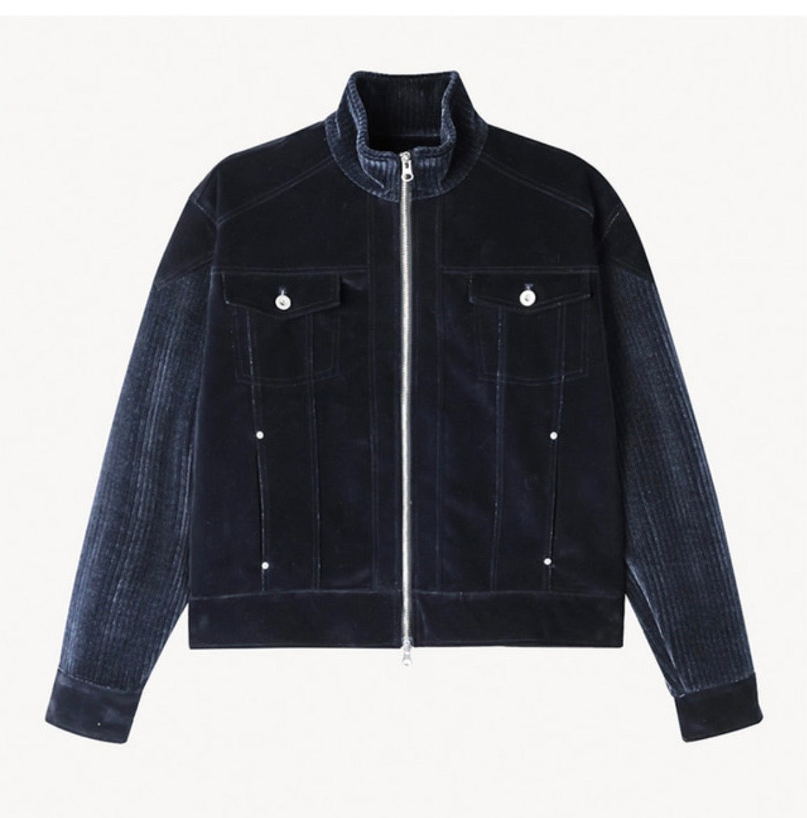 A155 絲絨工裝夾克 (黑 藍)