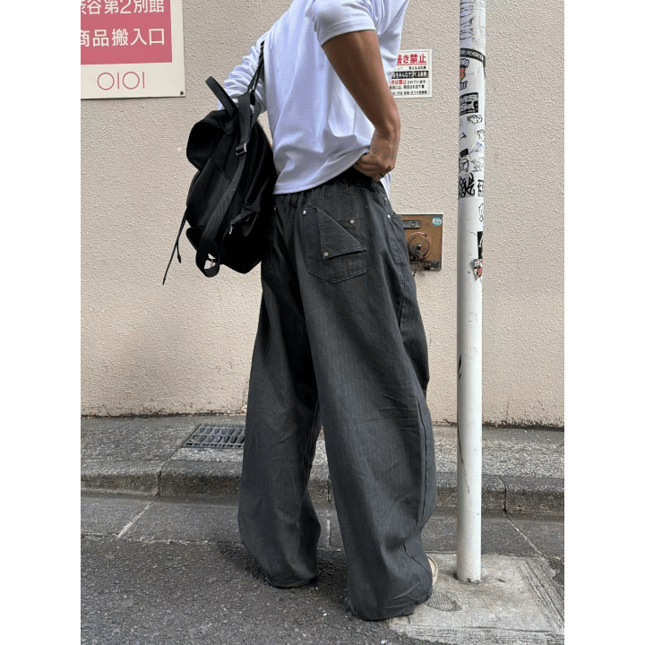 J103 口袋細節人字紋氣球褲 (3色)