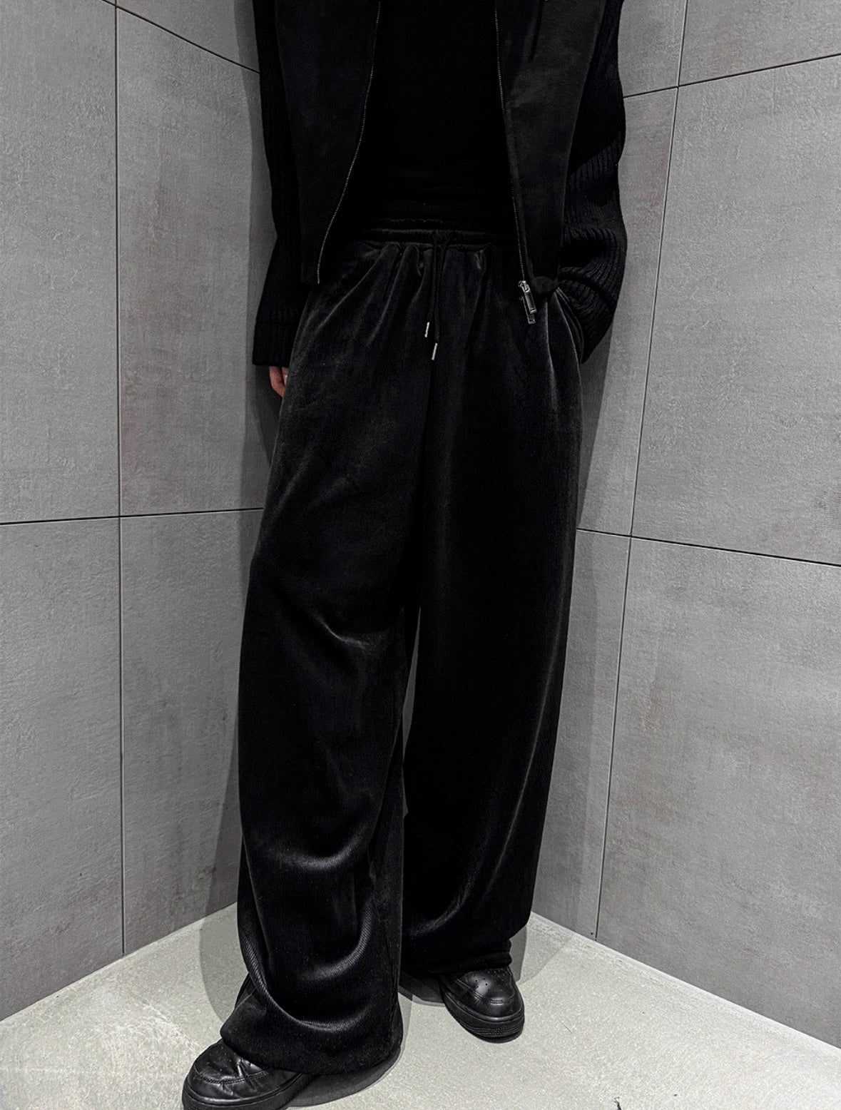 J79 韓版絨光垂墜寬褲