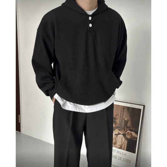 B164 細羅紋雙扣連帽上衣 (5色)