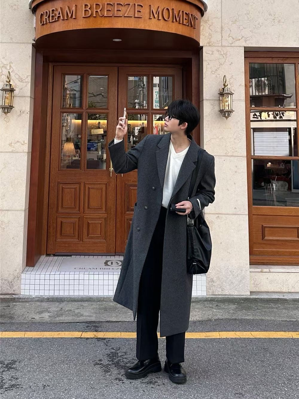 A114 韓劇男主長版大衣 (3色)