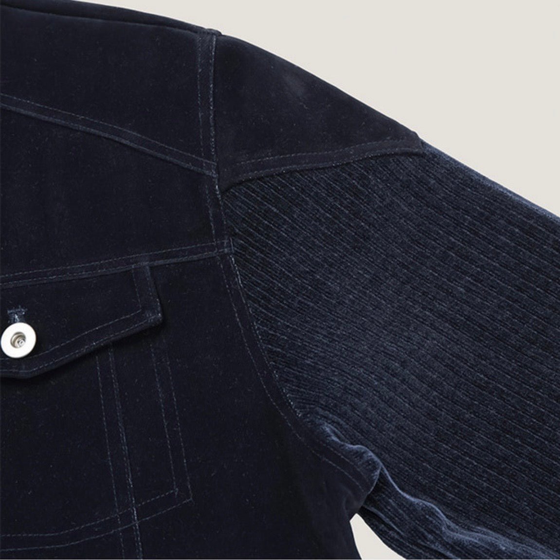 A155 絲絨工裝夾克 (黑 藍)