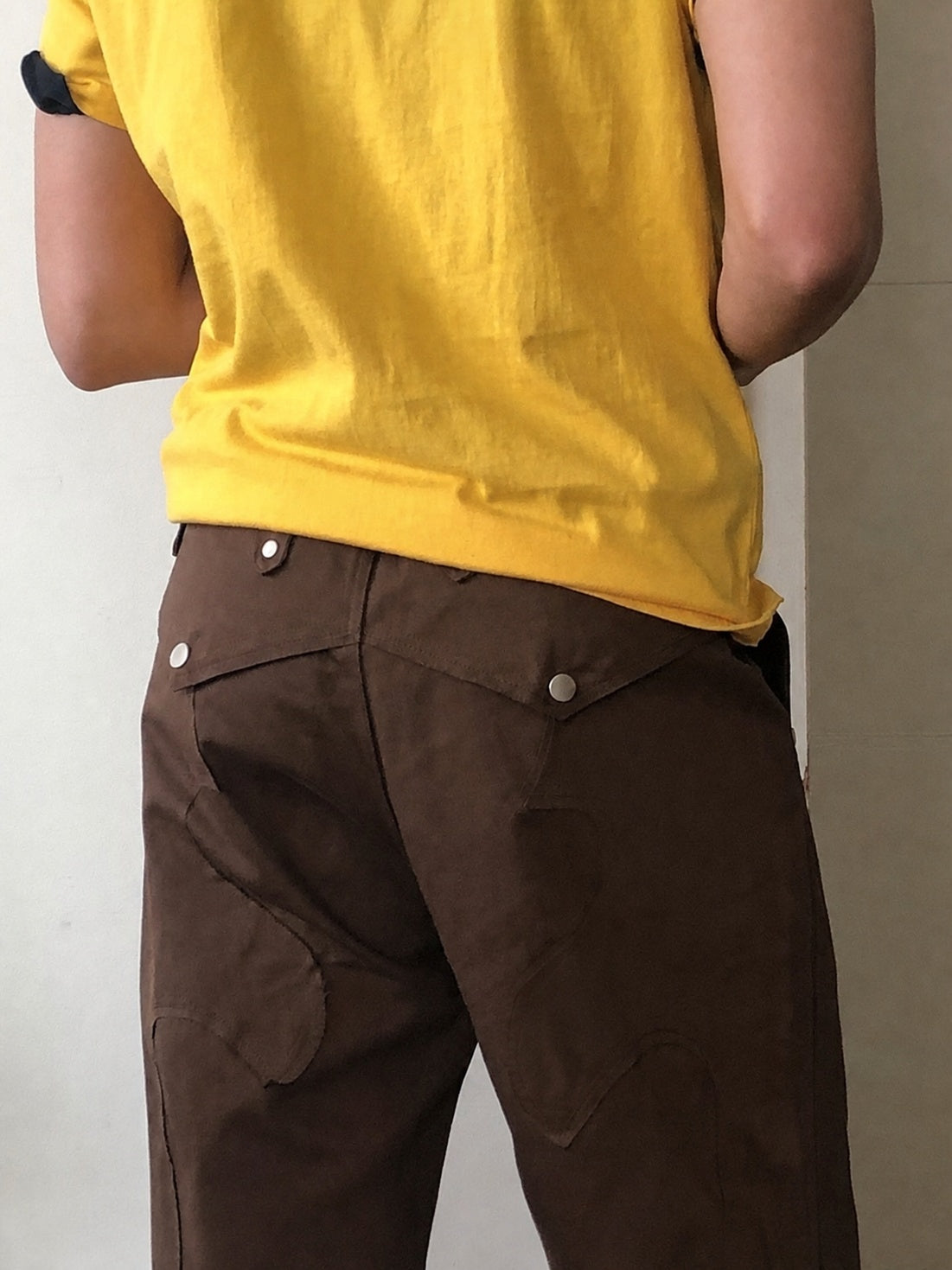 J143 西部風格半喇叭褲 (黑 棕)