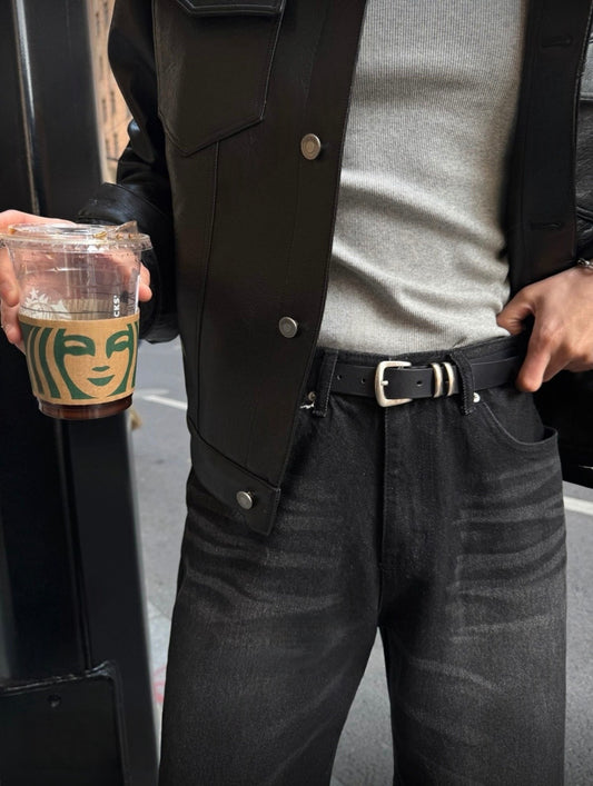 H5 牛皮雙扣皮帶