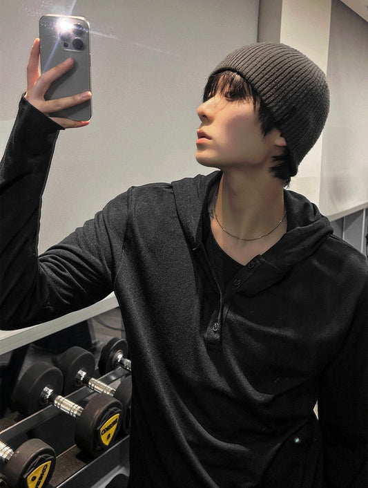 B181 亨利領連帽上衣 (3色)