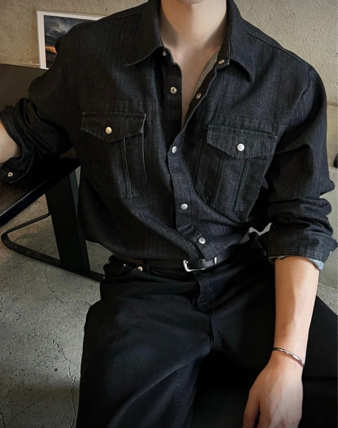 B173 人字紋牛仔襯衫