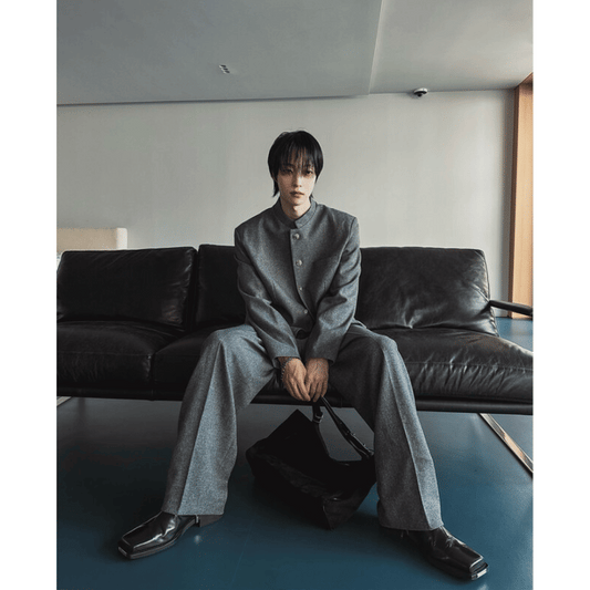 J87 學蘭風雙褶寬褲 (灰 黑)