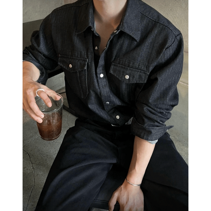 B173 人字紋牛仔襯衫