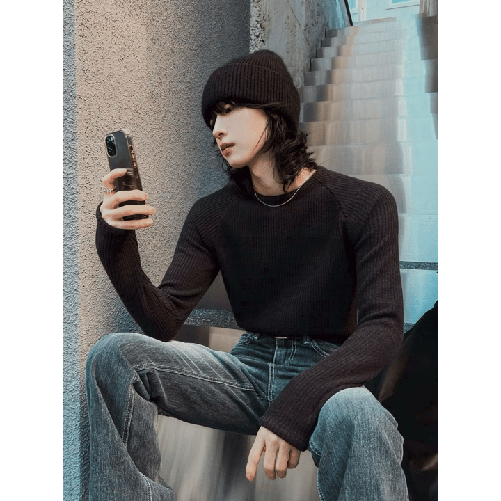 B150 斜肩羅紋修身上衣3.0刷毛款 (4色)