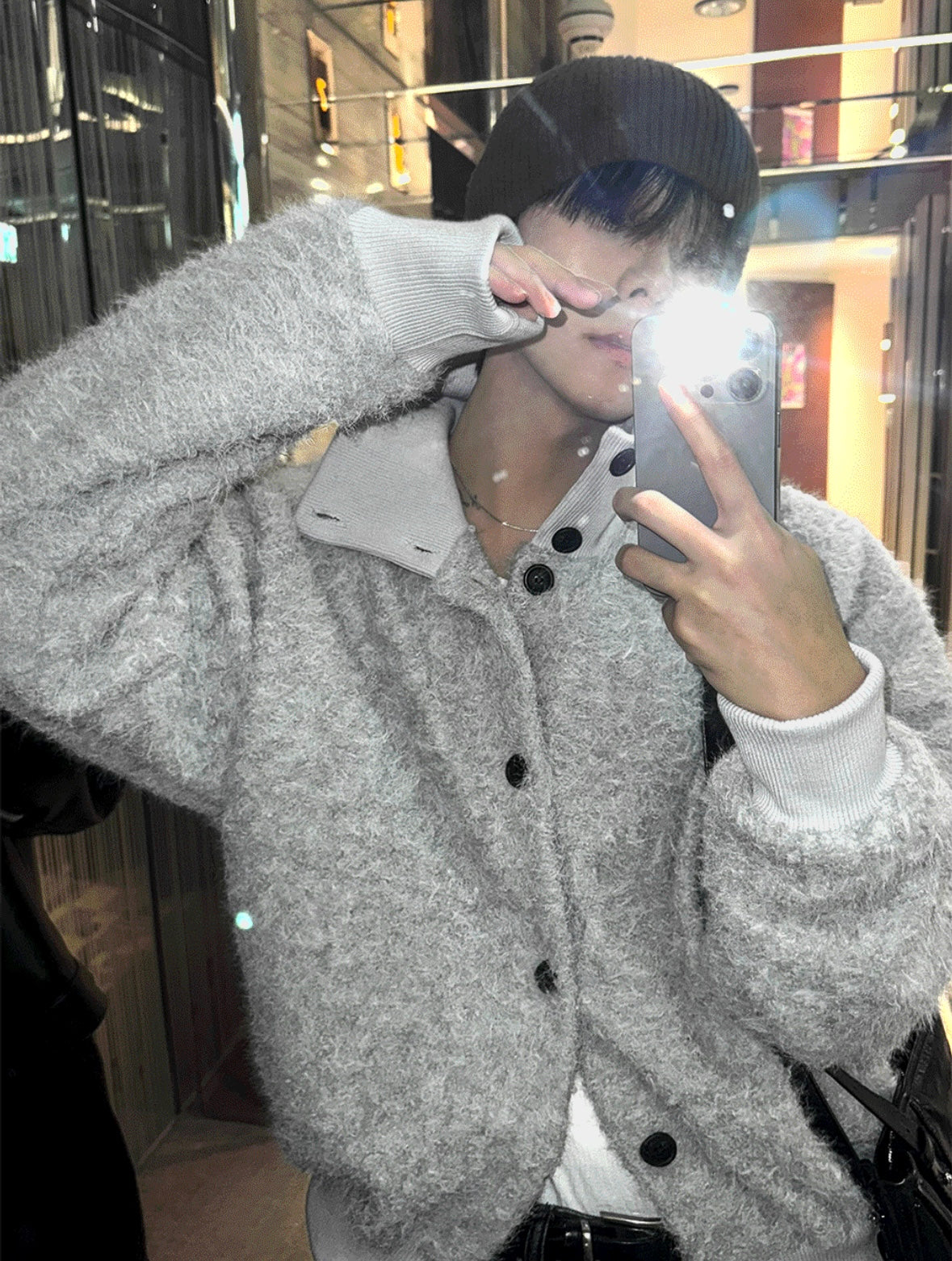 A101 柔絨高領毛毛開衫 (3色)