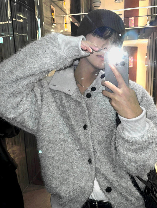 A101 柔絨高領毛毛開衫 (3色)