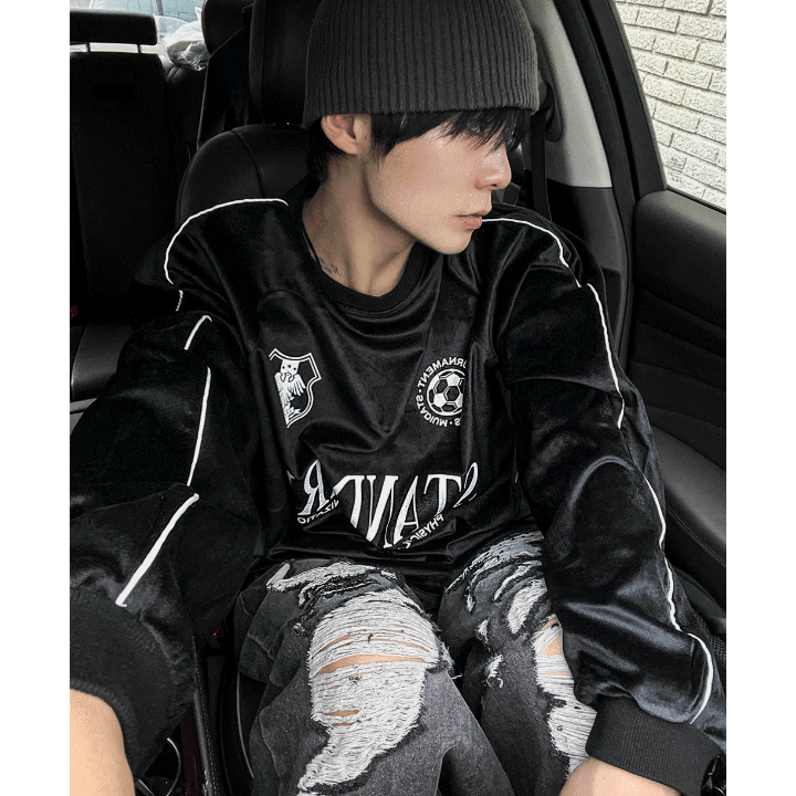 B146 霧光絲絨寬版上衣 (3色)