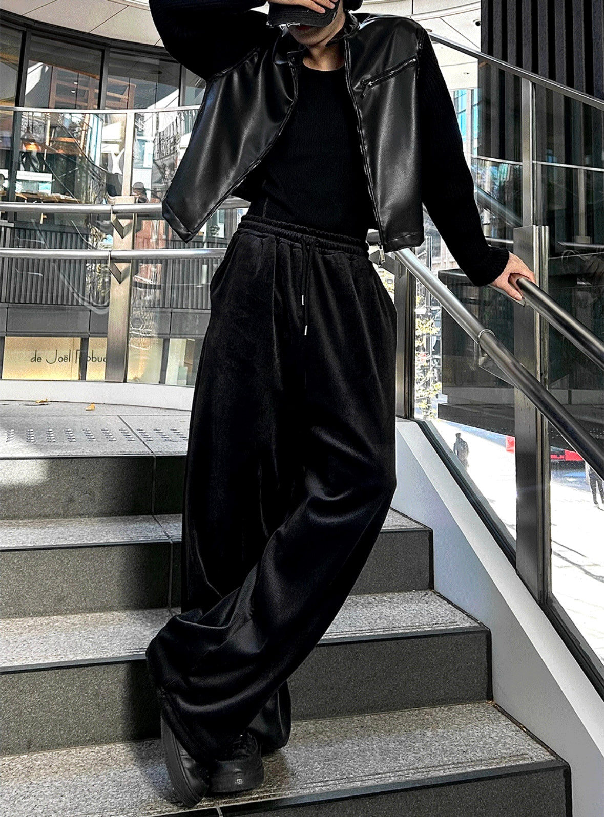 J79 韓版絨光垂墜寬褲