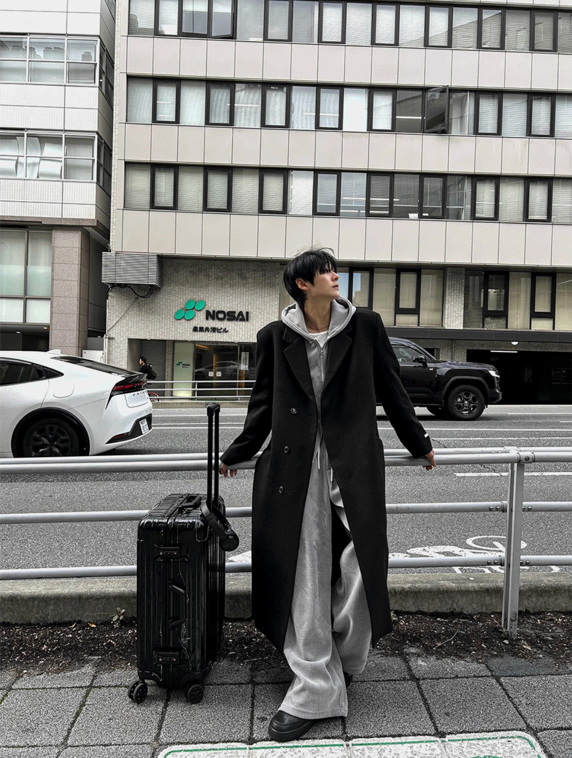 A114 韓劇男主長版大衣 (3色)