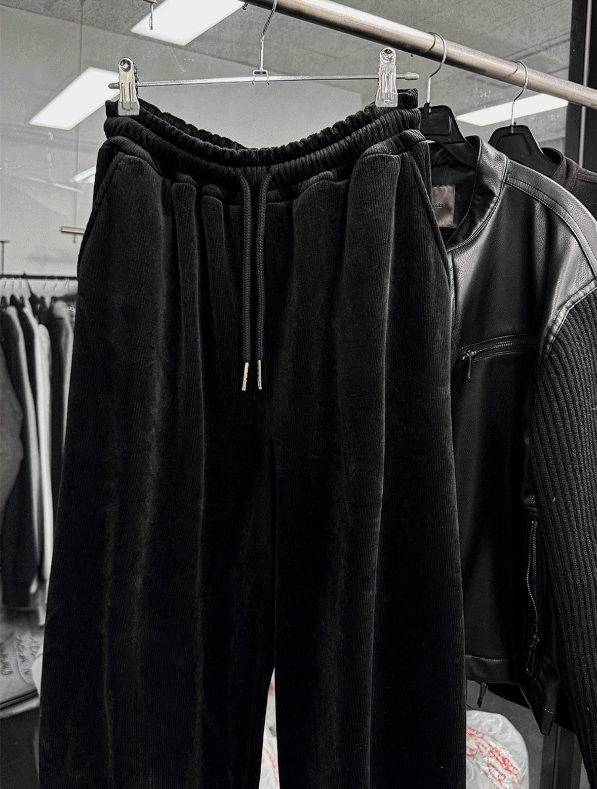 J79 韓版絨光垂墜寬褲