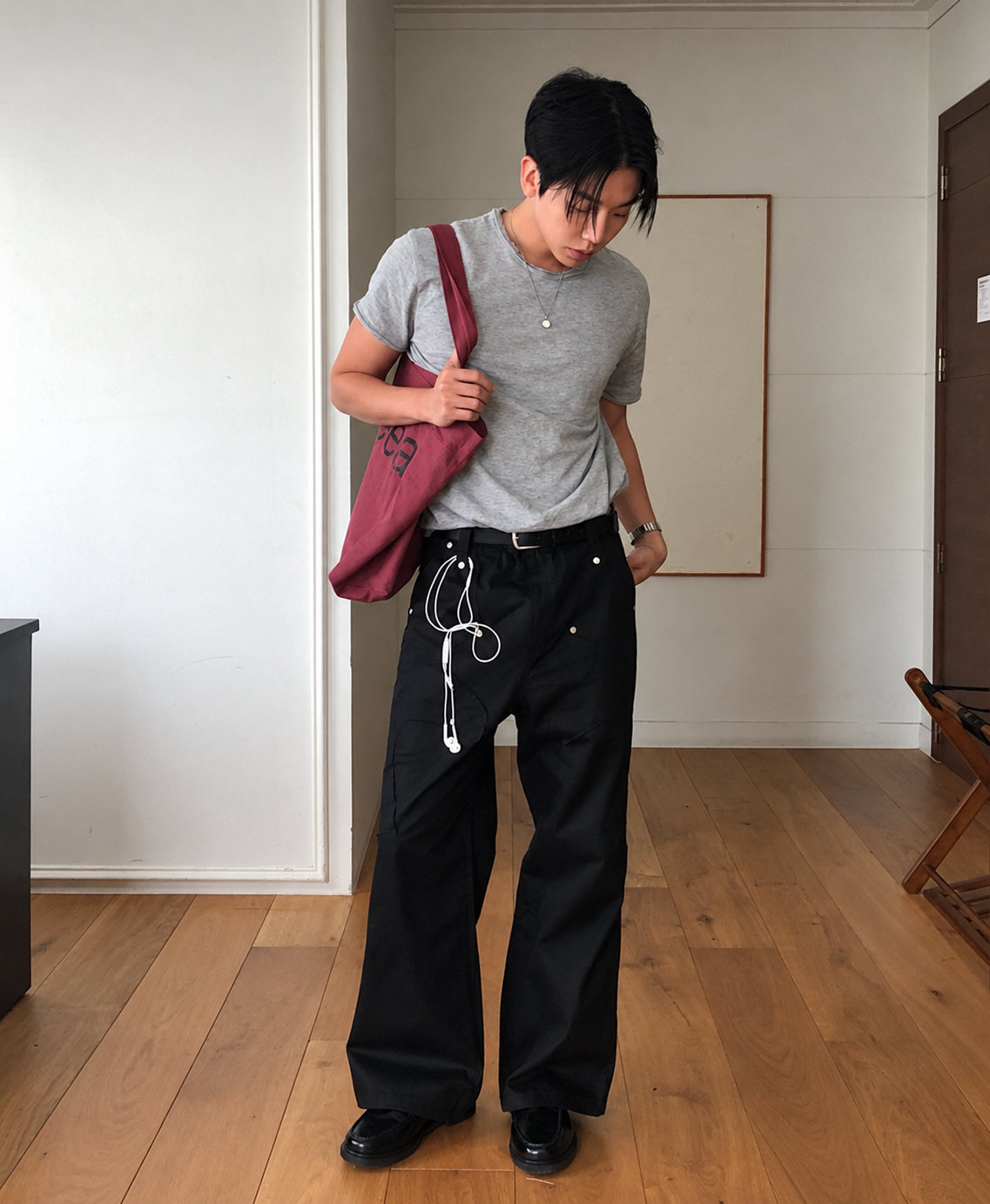 J143 西部風格半喇叭褲 (黑 棕)