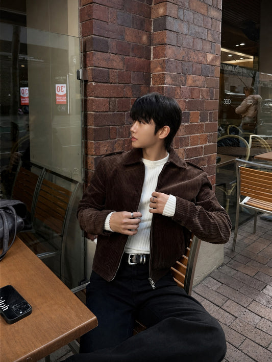 A204 Corduroy Striped Jacket (Brown Black)