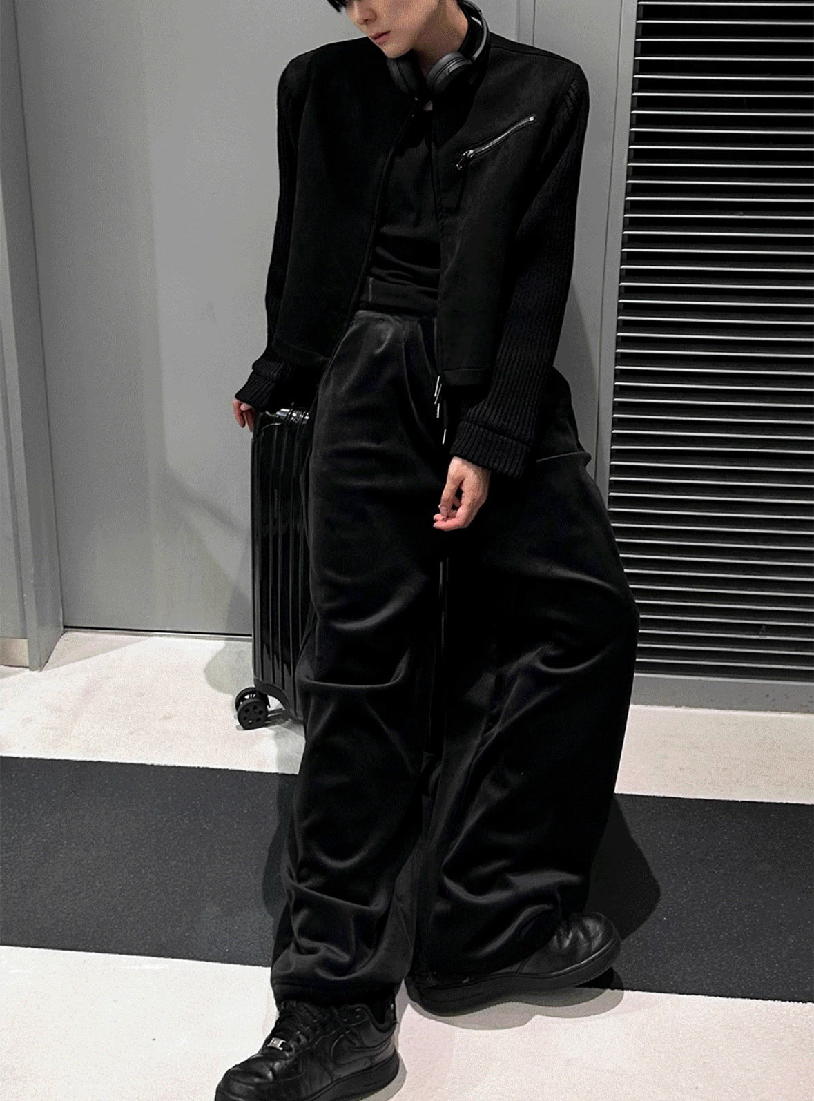 J79 韓版絨光垂墜寬褲