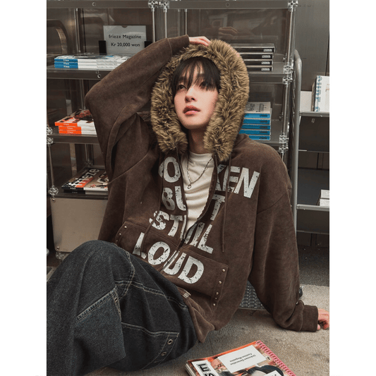 A138 燈芯絨鉚釘短版連帽外套 (3色)