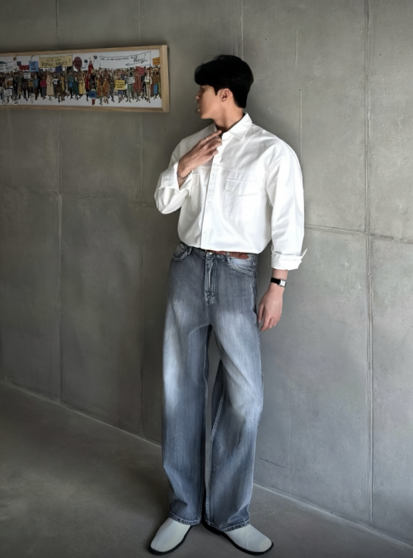 J54 霧感直筒牛仔褲 (淺藍light blue 深灰dark gray)