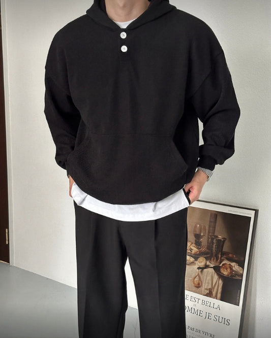 B164 細羅紋雙扣連帽上衣 (5色)