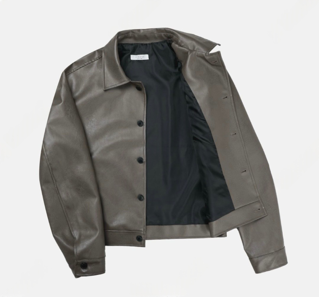 A149 Matte Short Leather Jacket (Black/Brown)